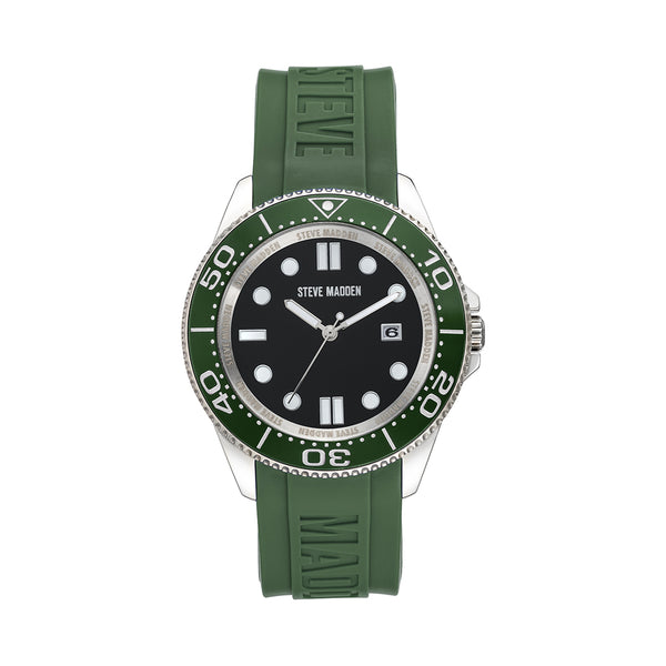 RUBBERIZED ENAMEL CASE WATCH GREEN