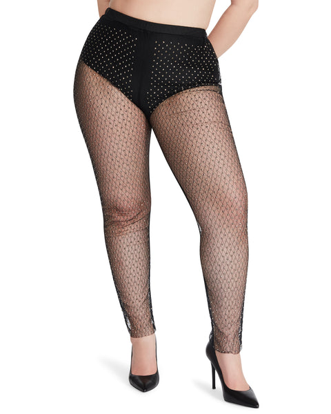 MESH RHINESTONE PANTS BLACK