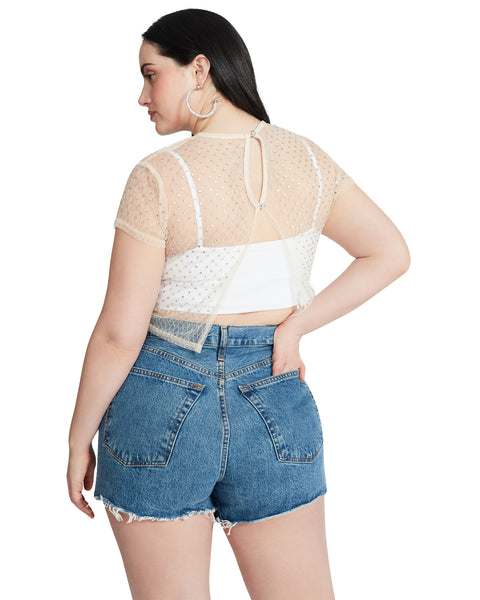 MESH RHINESTONE TOP IVORY