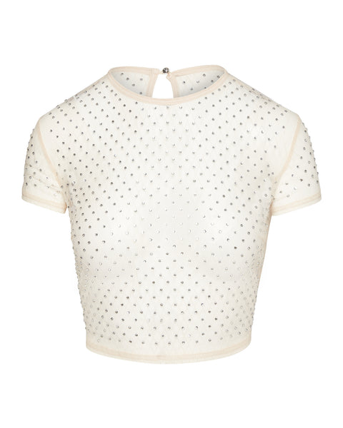 MESH RHINESTONE TOP IVORY